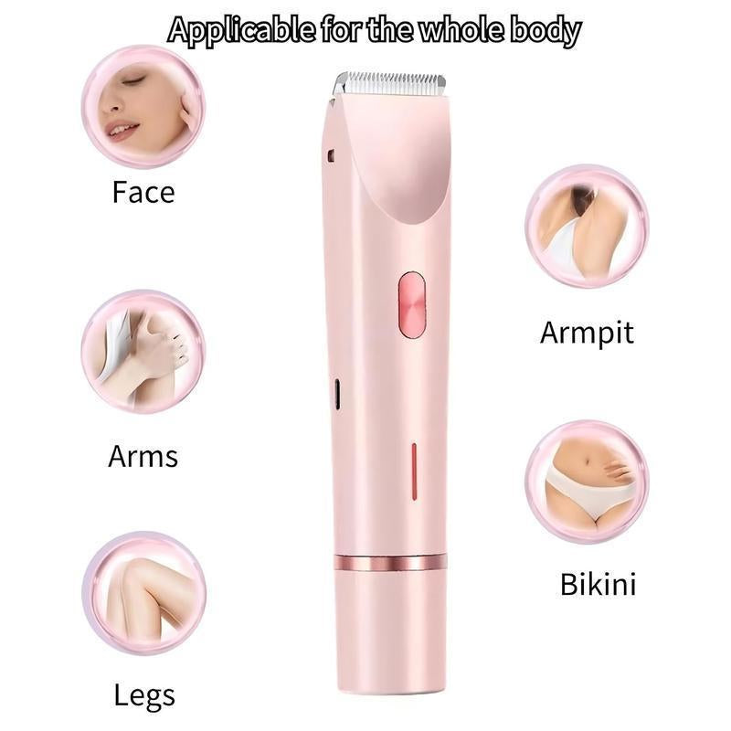 Electric Trimmer for Women, Electric Shaver and Razor Rechargeable 2-In-1 Body , Dual Heads for Painless Trimming of Pubic Hair, Face, Underarms and Legs, IPX7 Waterproof. Christmas Gift New Year Gift