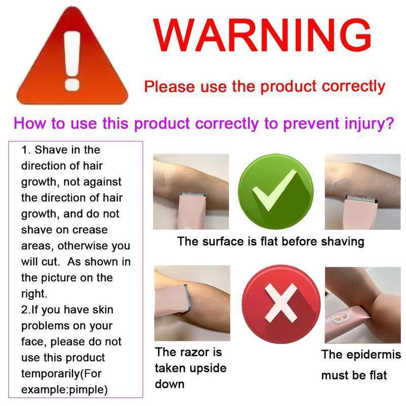 Electric Trimmer for Women, Electric Shaver and Razor Rechargeable 2-In-1 Body , Dual Heads for Painless Trimming of Pubic Hair, Face, Underarms and Legs, IPX7 Waterproof. Christmas Gift New Year Gift