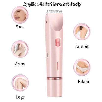 Electric Trimmer for Women, Electric Shaver and Razor Rechargeable 2-In-1 Body , Dual Heads for Painless Trimming of Pubic Hair, Face, Underarms and Legs, IPX7 Waterproof. Christmas Gift New Year Gift